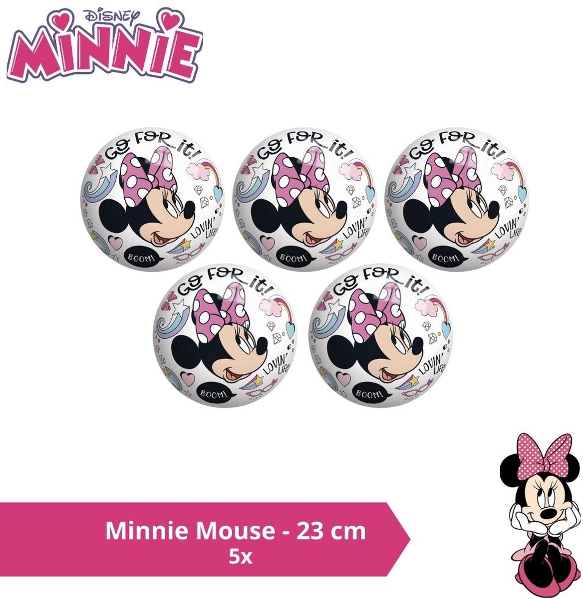 Bal - Voordeelverpakking - Minnie Mouse - 23 cm - 5 stuks