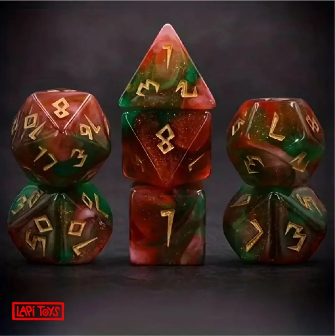 Lapi Toys D&D Dobbelstenen Set 7-delig - Acryl - Roze/Groen