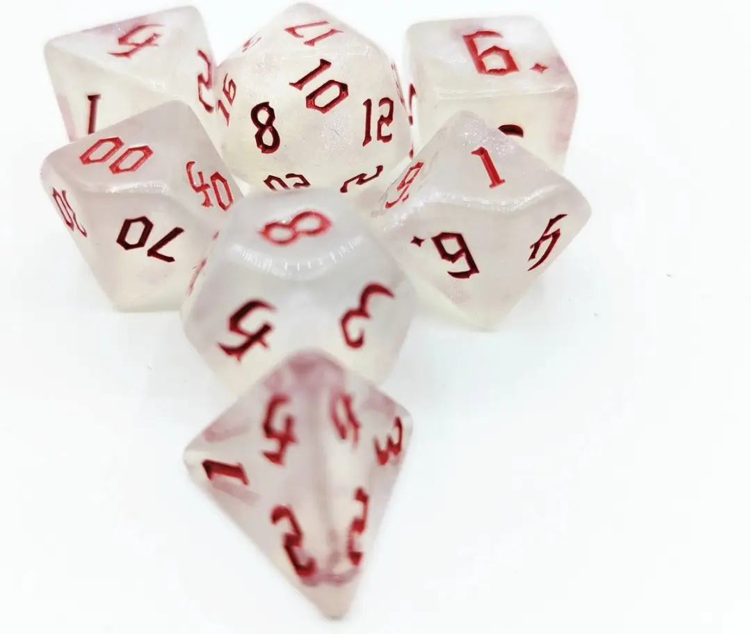 Lapi Toys D&D Polydice Acryl Set 7 Stuks - Wit/Rood