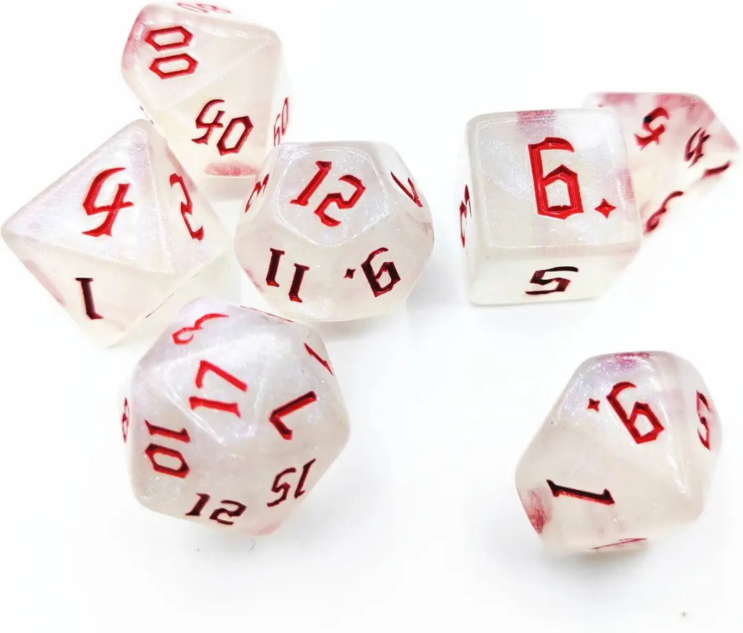 Lapi Toys D&D Polydice Acryl Set 7 Stuks - Wit/Rood