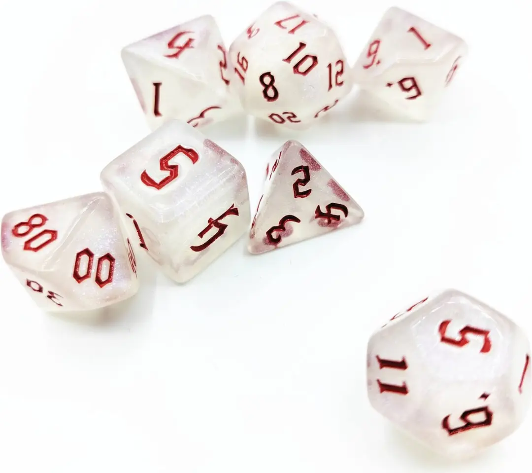 Lapi Toys D&D Polydice Acryl Set 7 Stuks - Wit/Rood