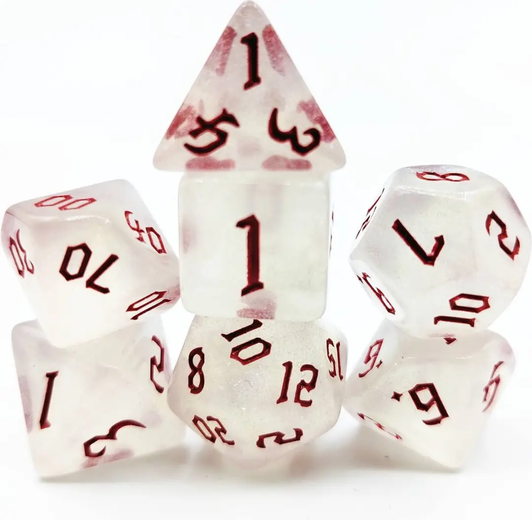 Lapi Toys D&D Polydice Acryl Set 7 Stuks - Wit/Rood