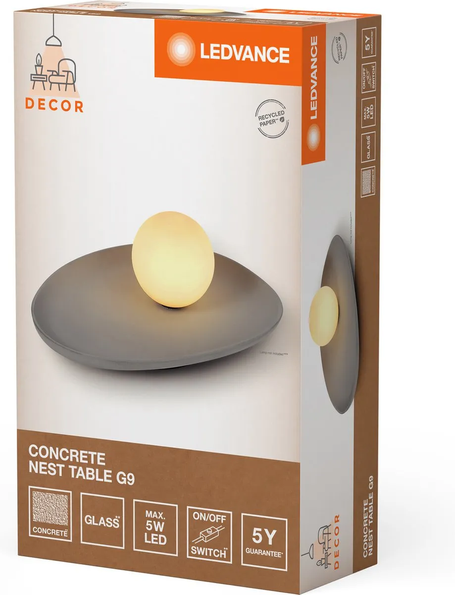 LEDVANCE Decor Concrete Nest Tafellamp 1XG9 - Grijs - afbeelding 6 van 6
