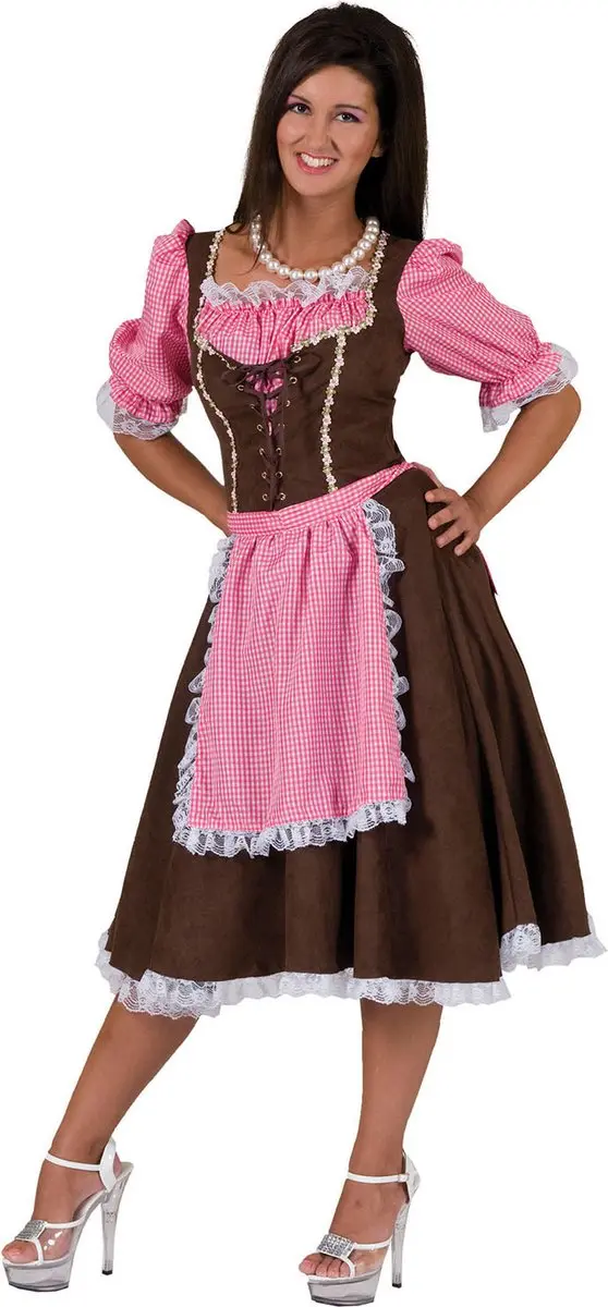 Bruin Roze tiroler jurk