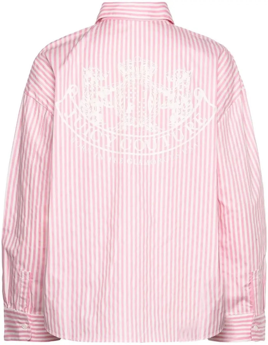 Juicy Couture Stripe Dog Crest Badge Shirt - XL - Wit