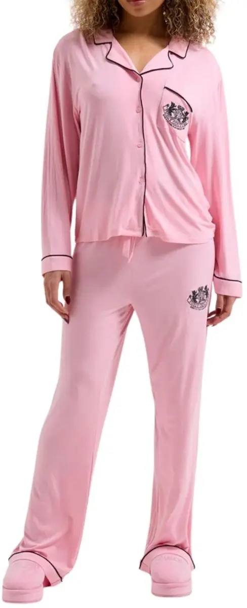 Juicy Couture Jersey Ls Button Up Top - XL - Roze