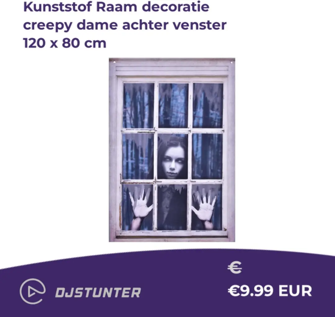 Espa Kunststof Raamdecoratie Creepy Dame 120x80cm - Zwart