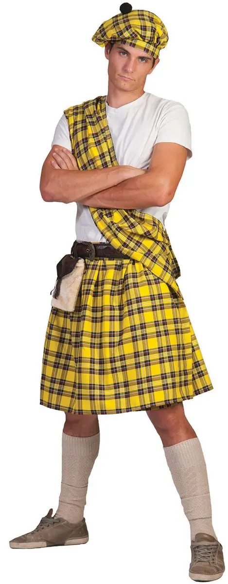 Gele Schotse kilts voor carnaval