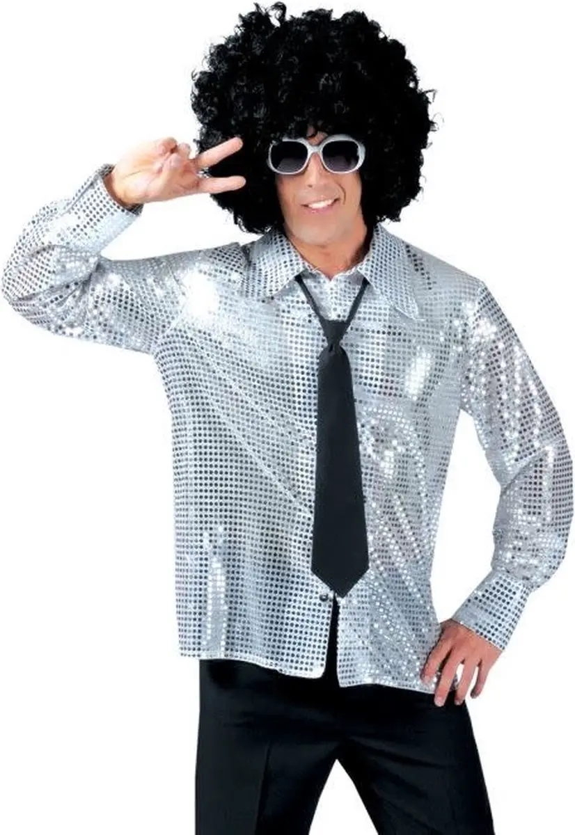 Blauwe glitter overhemd heren