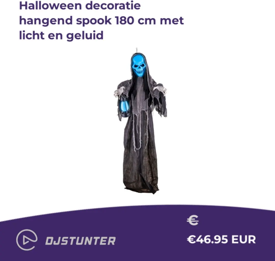Espa Halloween Hangend Spook 180cm - Licht & Geluid - Zwart