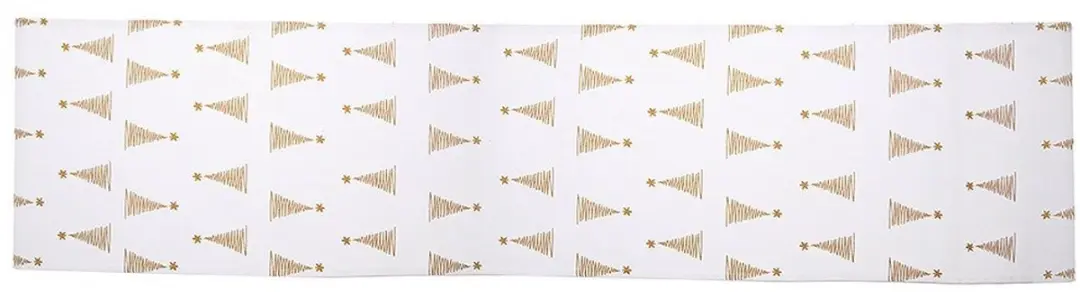 Orion Choinka Kerst Tafelloper 130x32cm - Wit/Goud