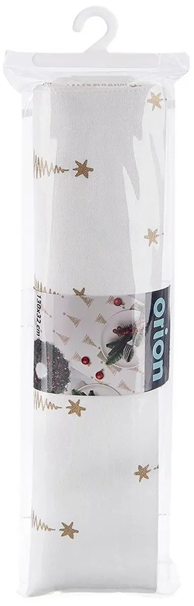 Orion Choinka Kerst Tafelloper 130x32cm - Wit/Goud