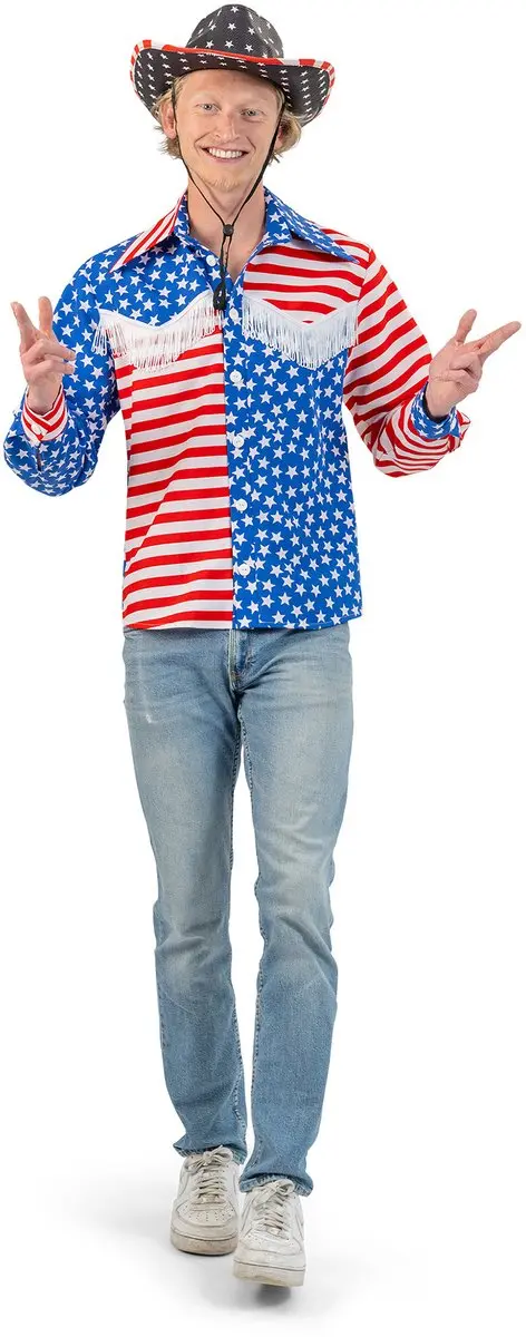 Shirt Amerika vlag heren