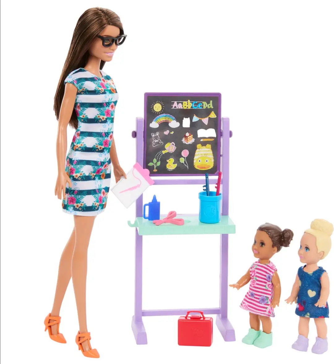 Barbie Dol op School Speelset - 1 Pop + 2 Kleine Poppen - Meerkleurig