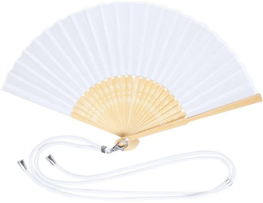 Bellatio Design Spaanse Handwaaier - 10 Stuks - Wit - 38x21cm