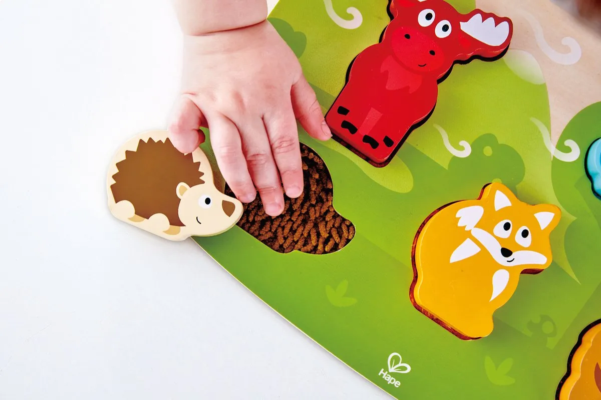 Hape Tactiele Bosdieren Puzzel 6 Stuks - Veelkleurig