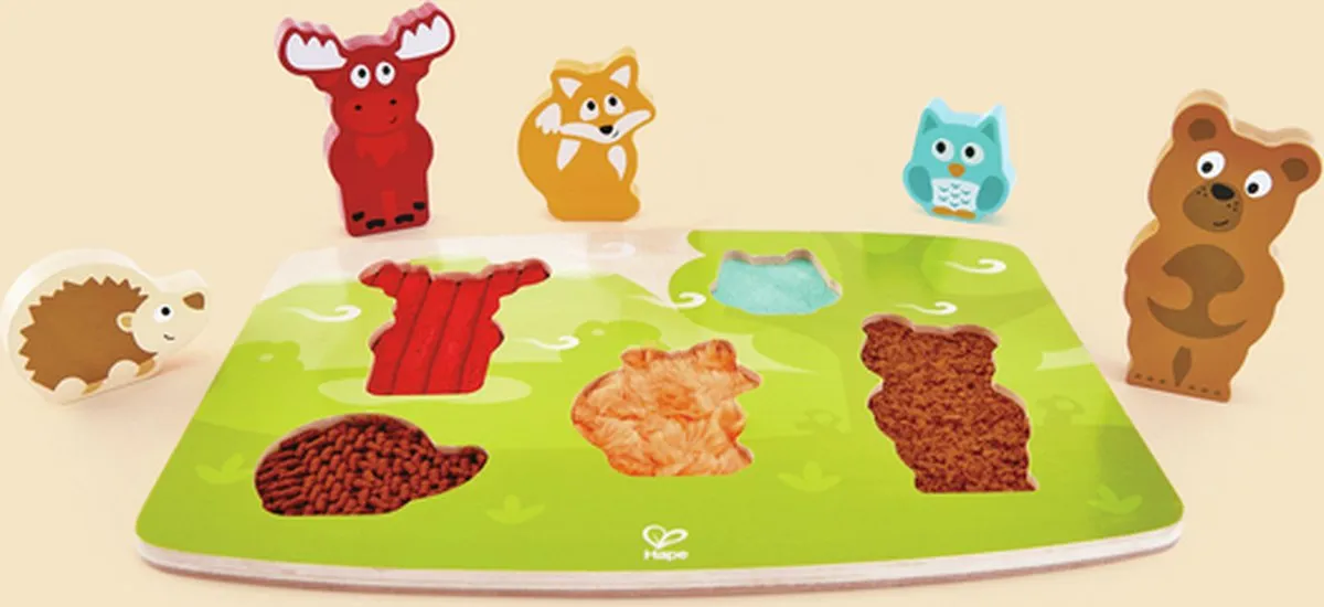 Hape Tactiele Bosdieren Puzzel 6 Stuks