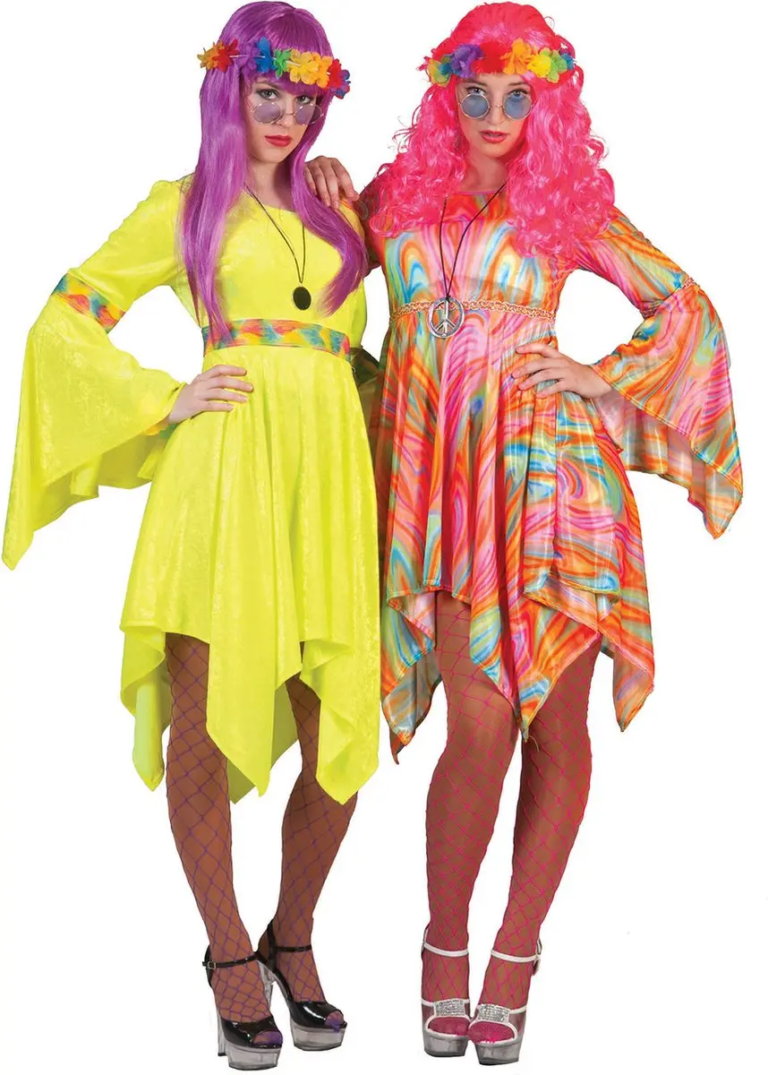 Espa Hippie Flo Psychodelic Jurk - Maat 44/46 - Regenboog/Rozekleurig