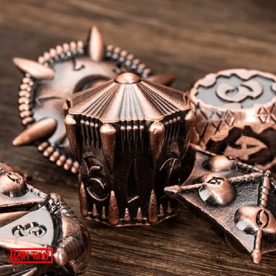 Lapi Toys DnD Polydice Metalen Dobbelstenen - 7 Stuks - Brons
