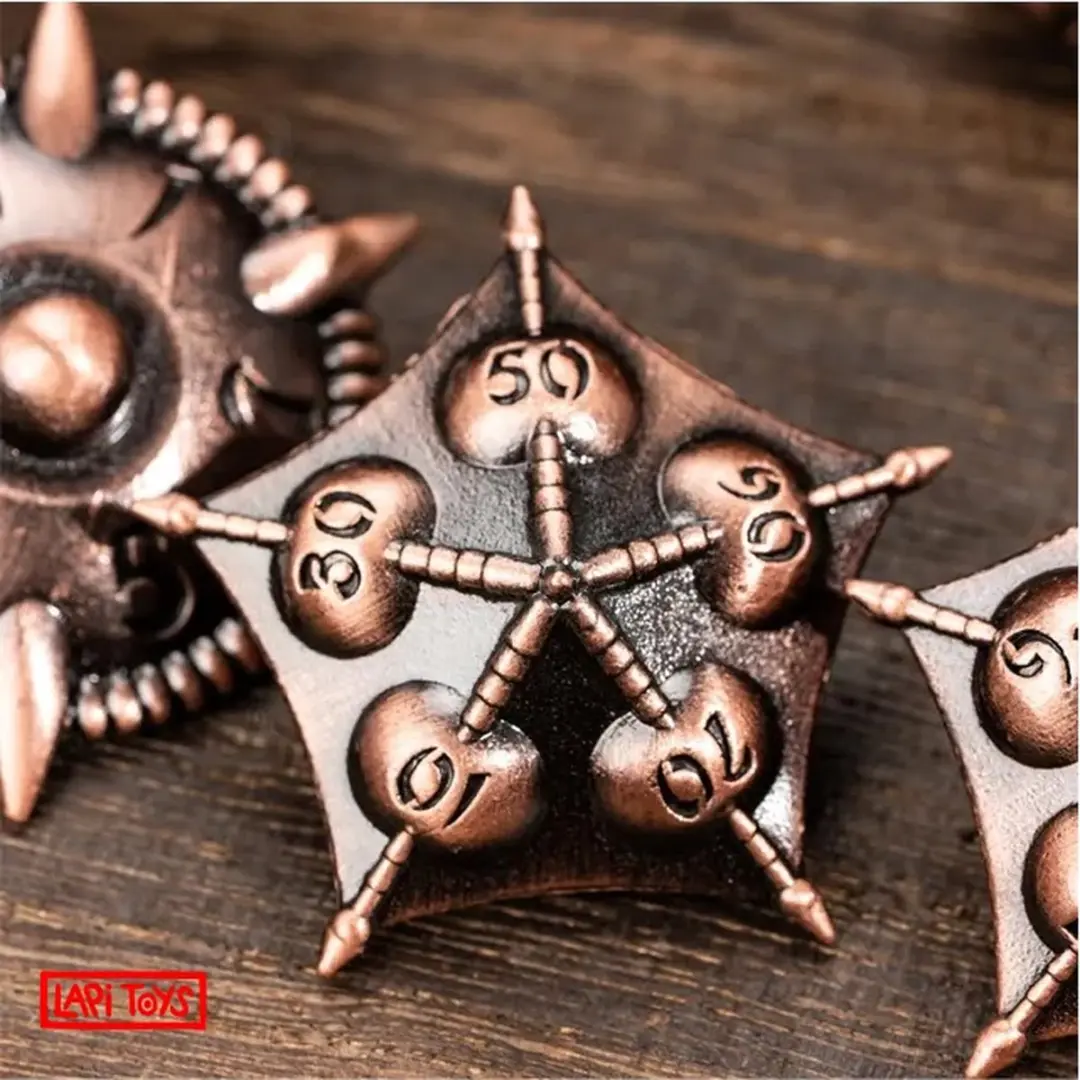 Lapi Toys DnD Polydice Metalen Dobbelstenen - 7 Stuks - Brons