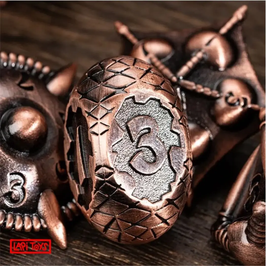 Lapi Toys DnD Polydice Metalen Dobbelstenen - 7 Stuks - Brons