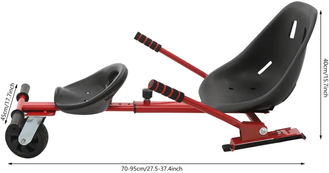 Rode Hoverboard Kart - Dubbele Zitplaats - Rood/Zwart - afbeelding 6 van 6