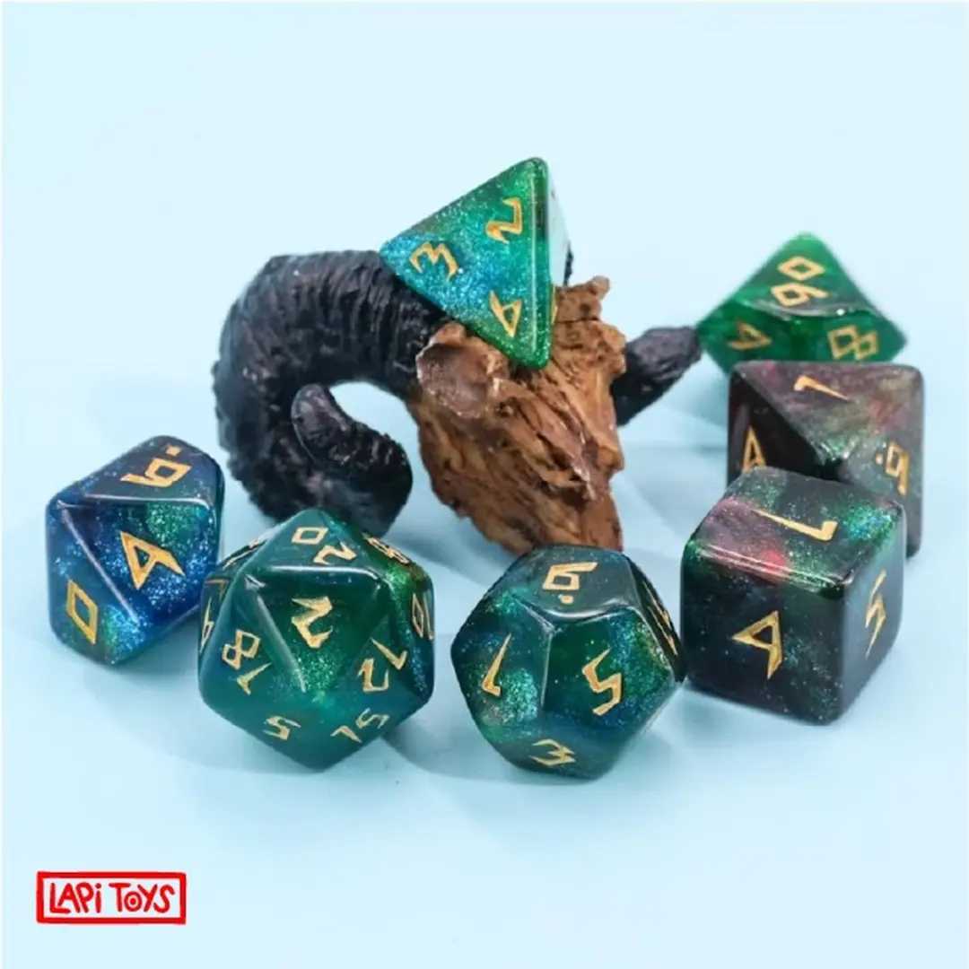 Lapi Toys DnD Polydice Dobbelstenen - 7 Stuks - Acryl - Meerkleurig