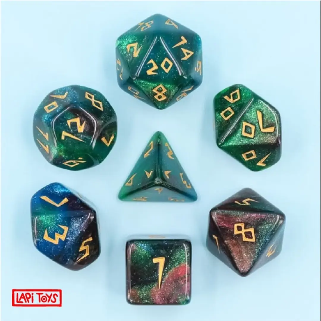 Lapi Toys DnD Polydice Dobbelstenen - 7 Stuks - Acryl - Meerkleurig