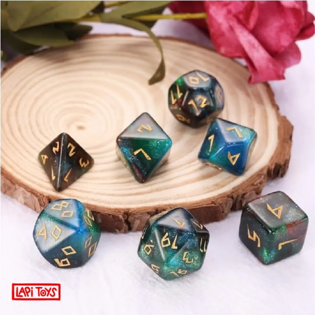 Lapi Toys DnD Polydice Dobbelstenen - 7 Stuks - Acryl - Meerkleurig
