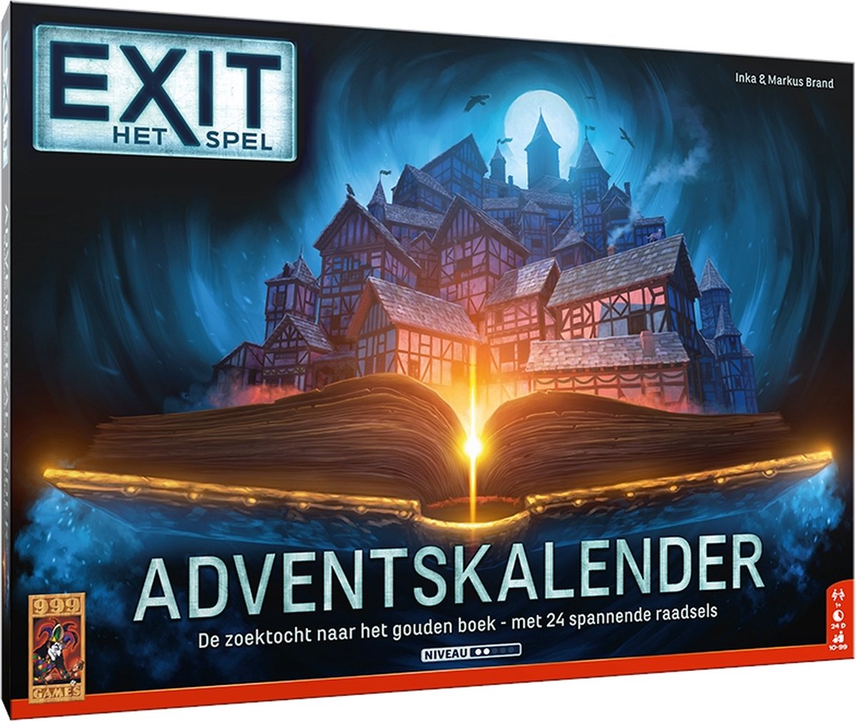 999 Games - Exit: Adventskalender - De zoektocht naar het gouden boek - Escape Room Spel - Adventskalender - 24 dagen, 24 uitdagingen - Gezelschapsspel