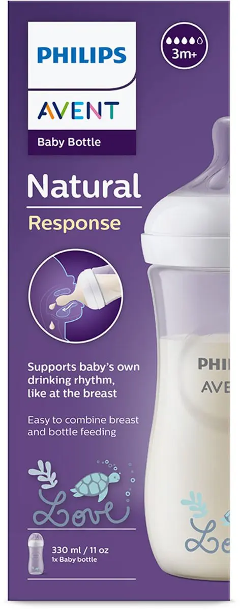 Philips Avent Natural Response SCY906/11 Babyfles 330ml - Schildpad - afbeelding 6 van 6