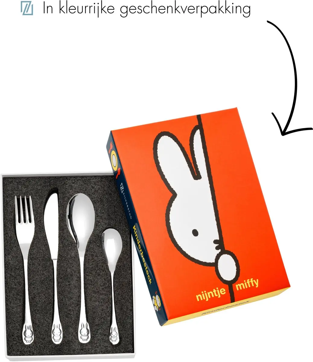 Zilverstad Nijntje Kinderbestek 4-delig - RVS 18/10 - Zilver - afbeelding 6 van 6