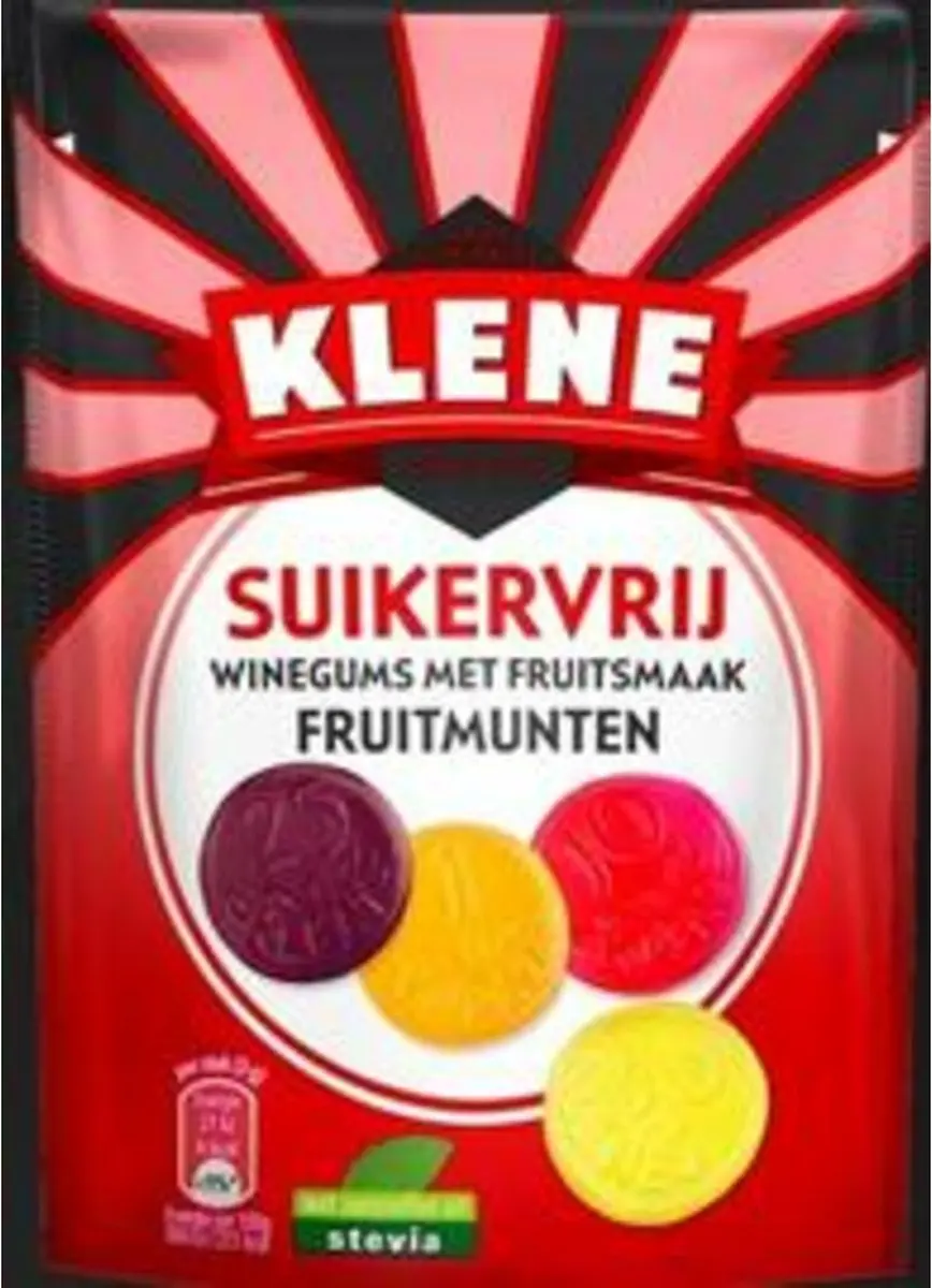 Klene Suikervrije Fruitmunten 110g - 12 Stuks
