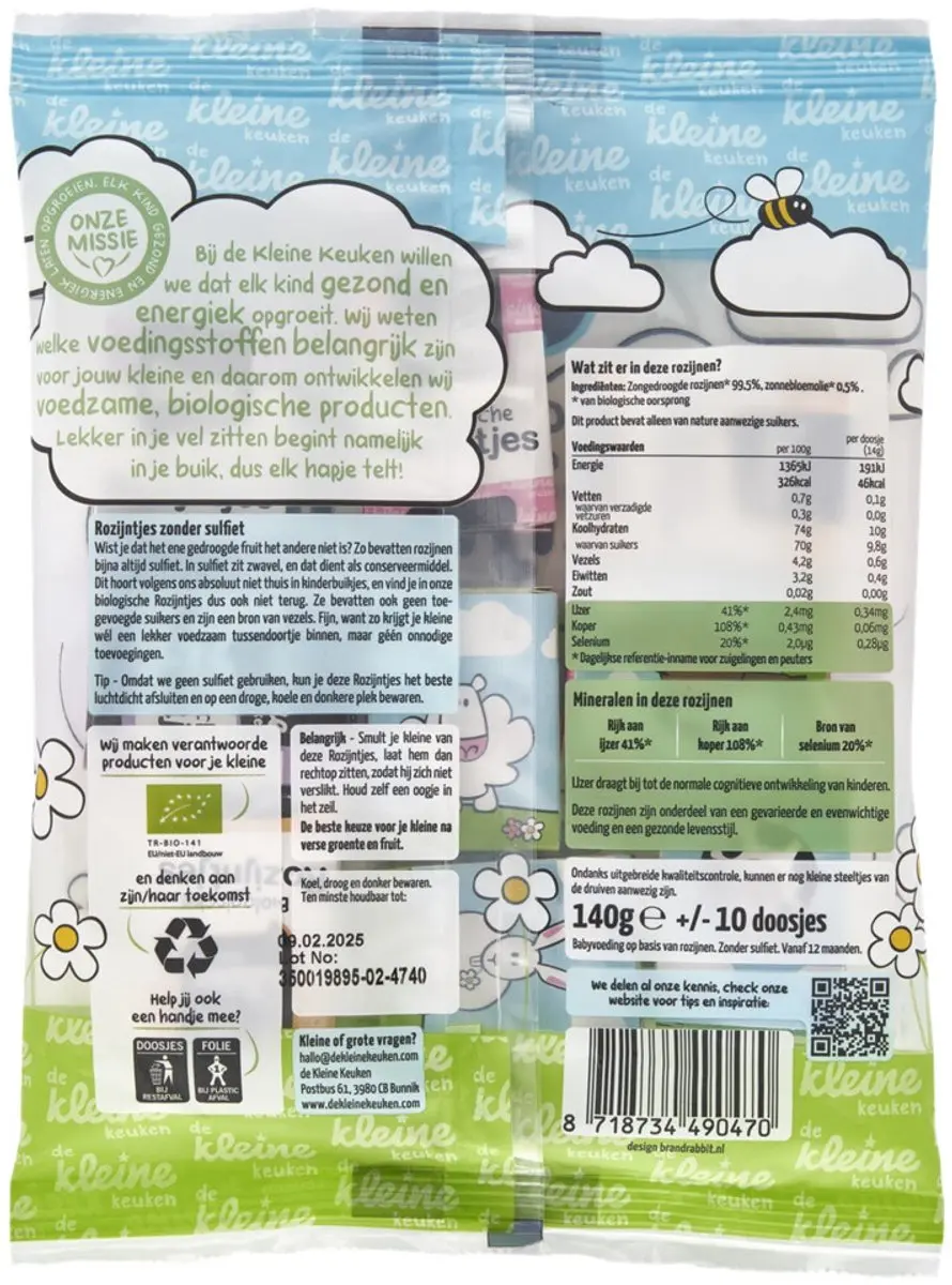 De Kleine Keuken Bio Rozijntjes - 3x140g