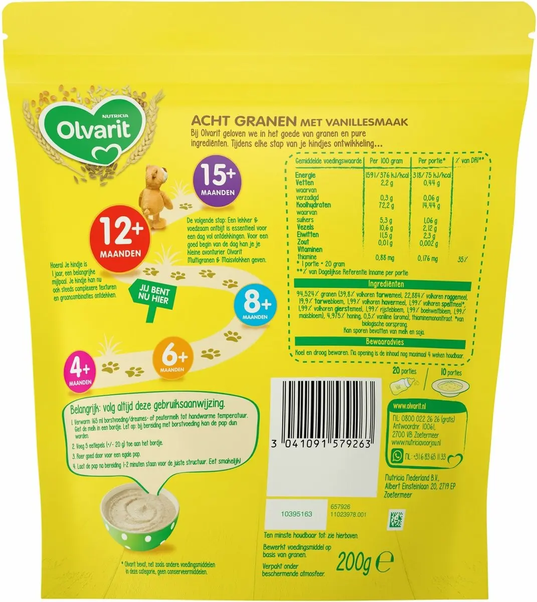 Olvarit Granenpap Acht Granen Vanille 200ml