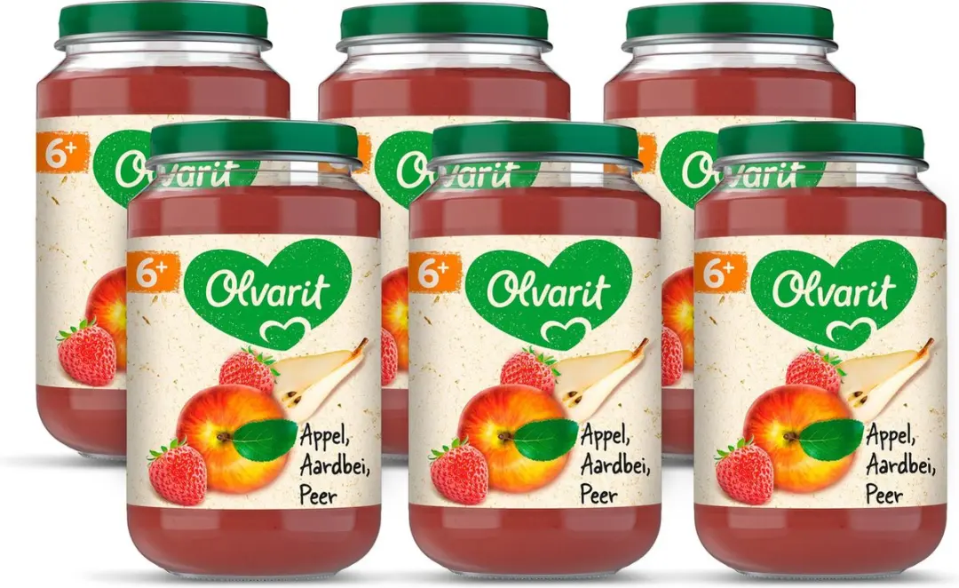 Olvarit Fruithapje 6+ Appel Aardbei Peer