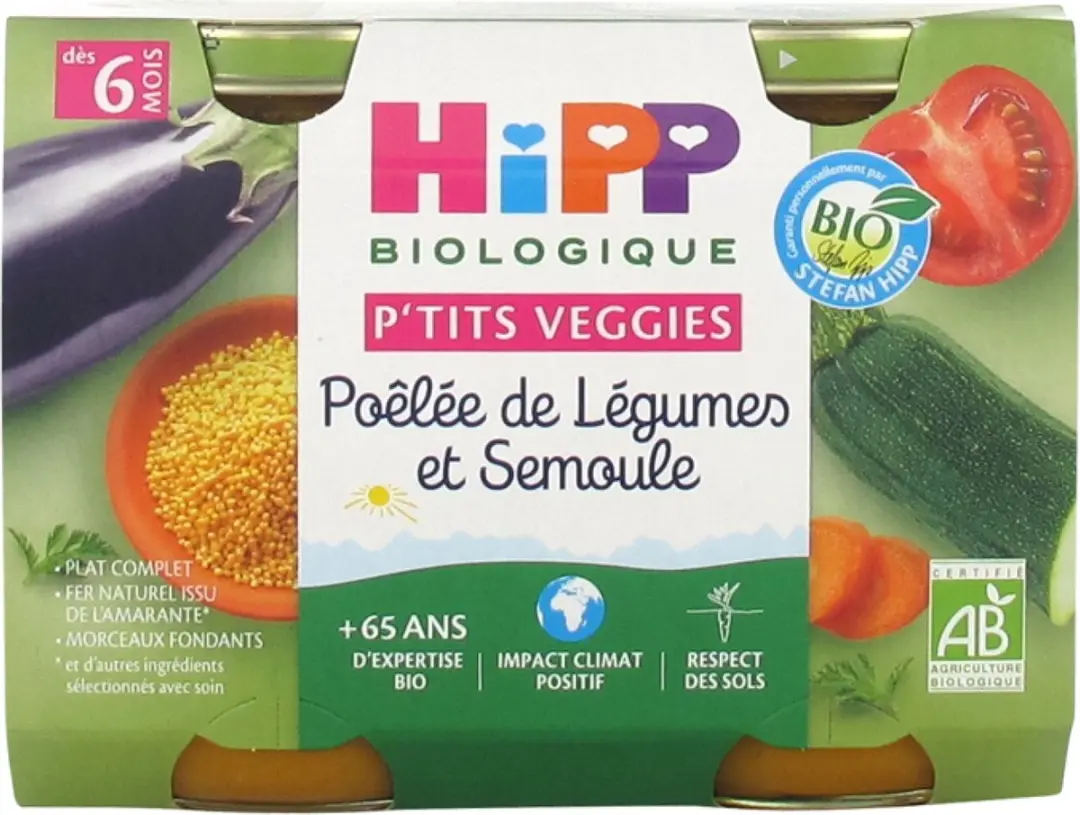 HiPP P'tits Veggies Gebakken Groenten & Griesmeel 6+ Maanden