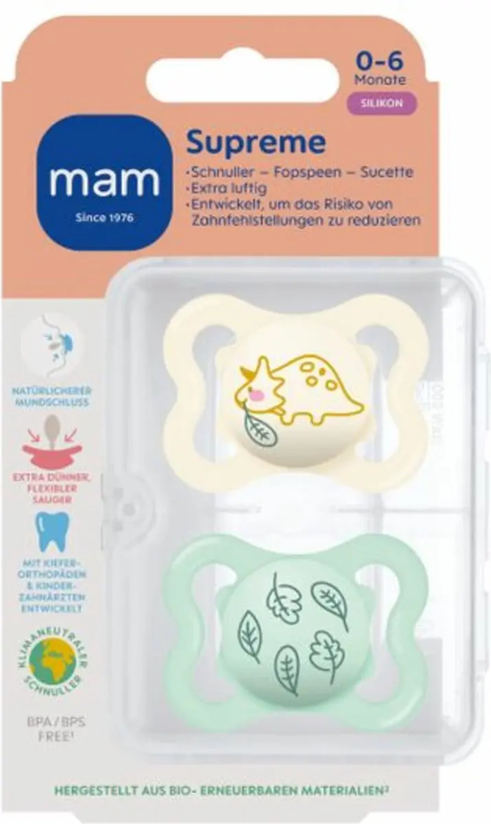 MAM Supreme Siliconen Speen 0-6 Maanden - 2 Stuks