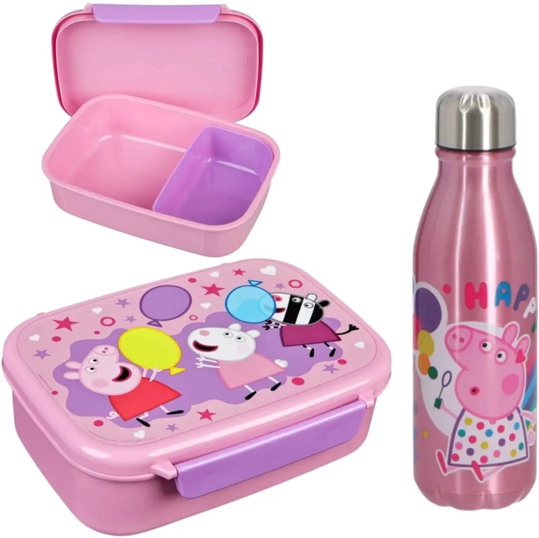 Peppa Pig lunchset; drinkfles en lunchbox