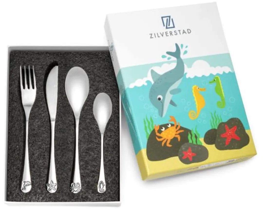 Zilverstad Kinderbestek Zeedieren - 4-delig - Chroom