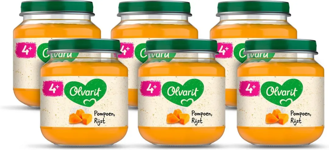 Olvarit Babymaaltijd 4+ Pompoen Rijst - 6x125g