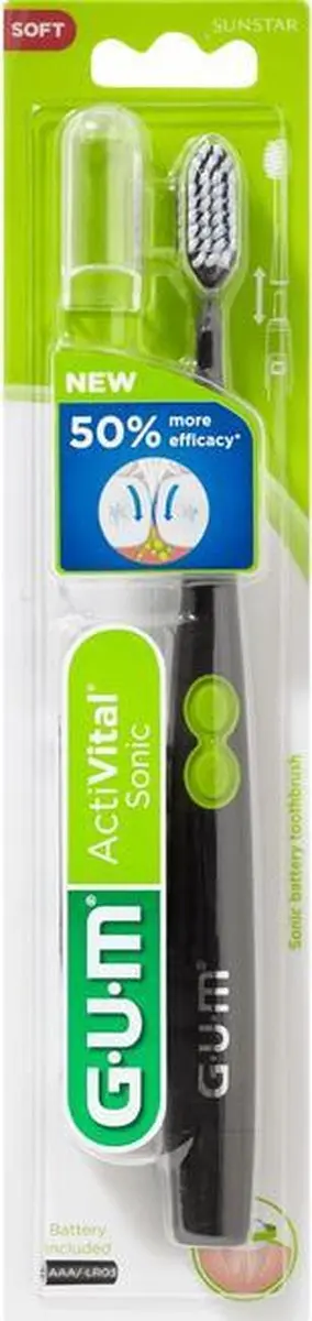 Gum Activital Sonic White Elektrische Tandenborstel - Wit/Zwart - afbeelding 6 van 6