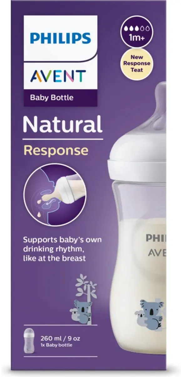 Philips Avent Natural Response SCY903/67 Babyfles 260ml - Flow 3 - Koala - afbeelding 6 van 6