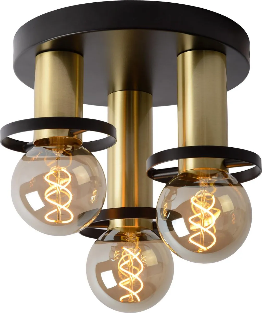 Lucide Anaka Plafondlamp Ø30cm - 3xE27 - Zwart