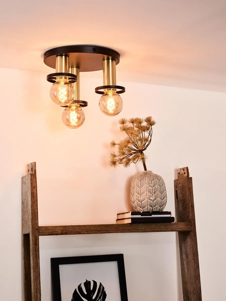 Lucide Anaka Plafondlamp Ø30cm - 3xE27 - Zwart