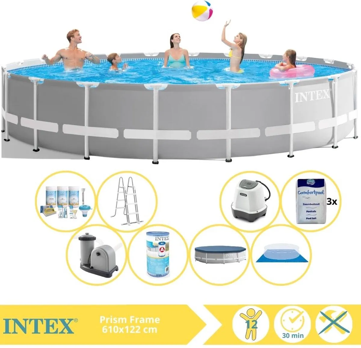 Intex Prism Frame 26756GN Opzetzwembad 610x122cm