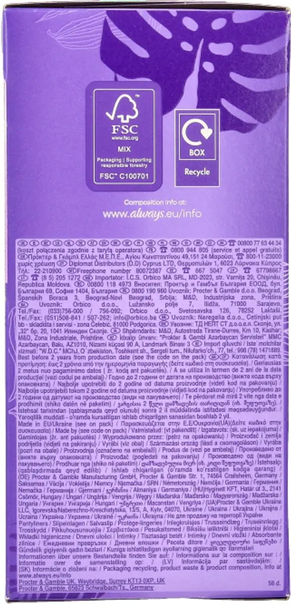 Always Daily Inlegkruisjes Normal Fresh 58 Stuks