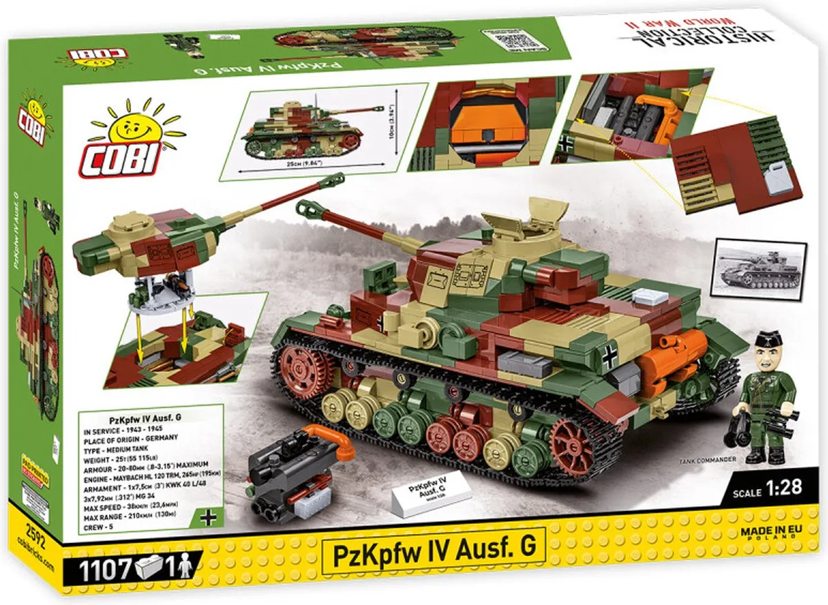 Cobi PZKPFW IV AUSF.G COBI-2592 - 1107 Onderdelen - Meerkleurig