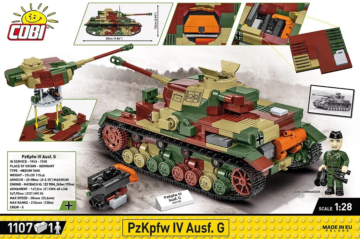 Cobi PZKPFW IV AUSF.G COBI-2592 - 1107 Onderdelen - Meerkleurig - afbeelding 6 van 6