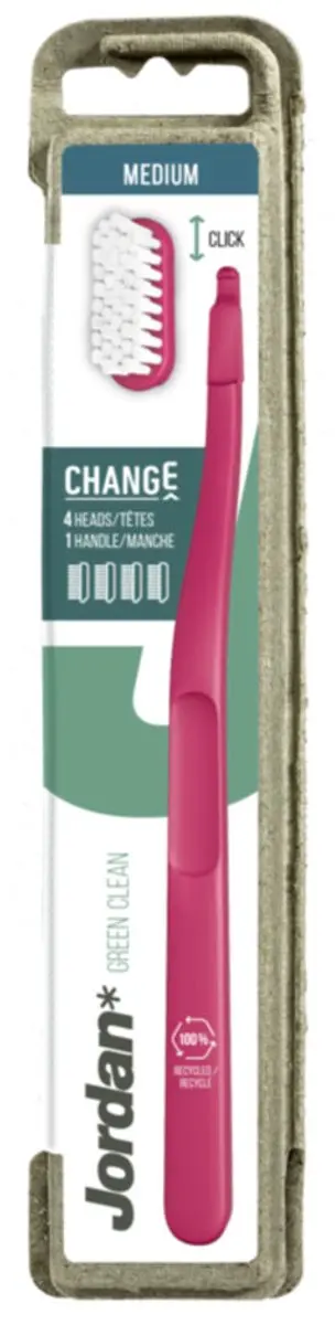 Jordan Green Clean Tandenborstel Medium - 12 Stuks (3x4) - Groen/Rood